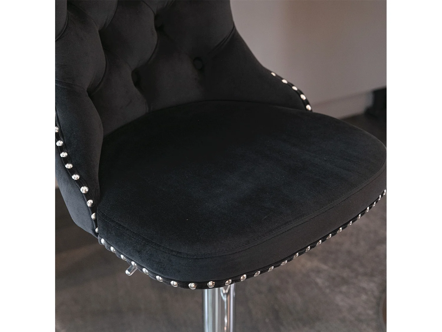 Lot de 2 Tabourets de Bar en Velours, Hauteur Réglable, Pivotants, avec Dossier