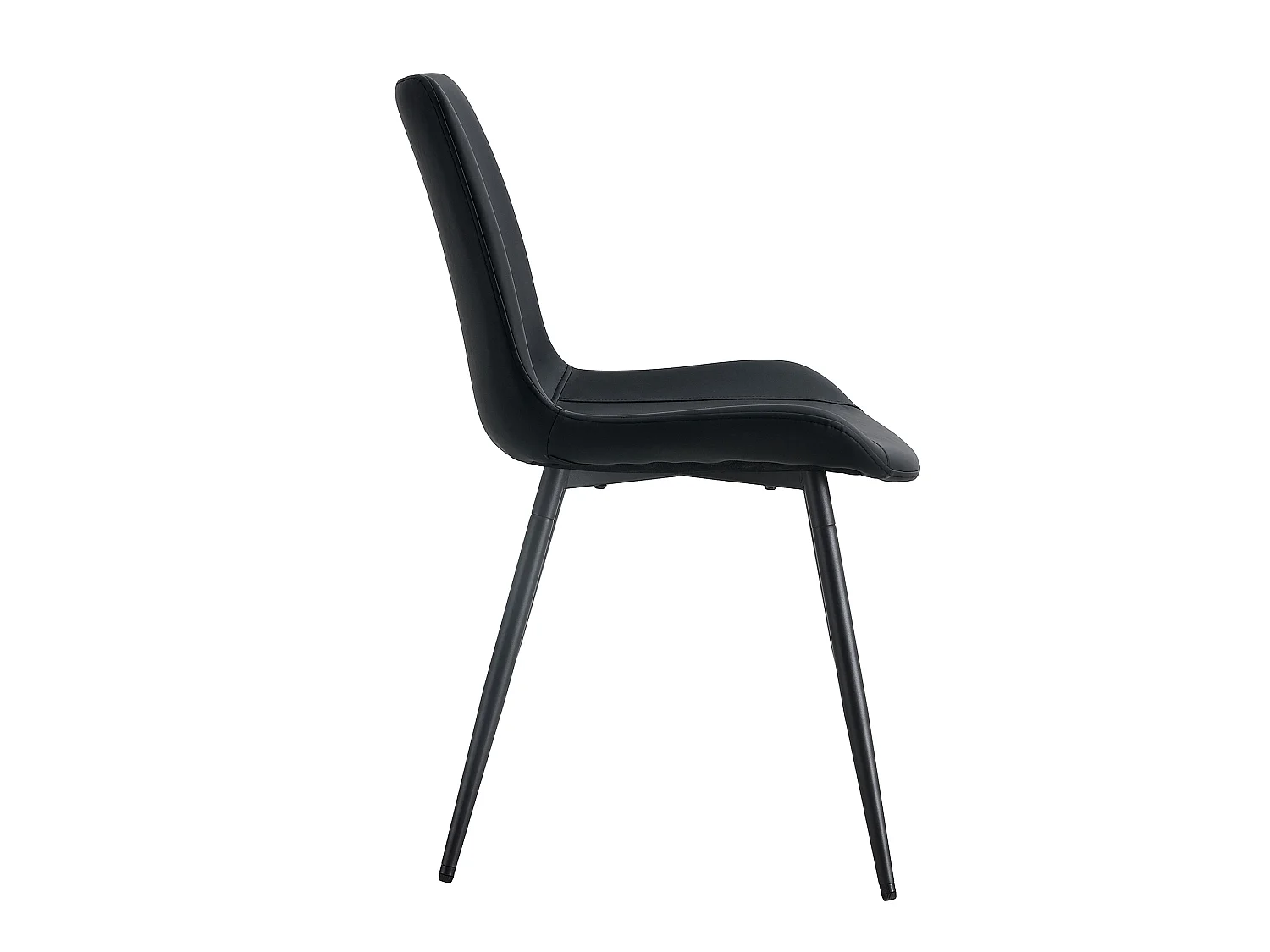 Set van 4 Armloze Eetkamerstoelen met Breed Gewatteerd Zitvlak en Metalen Poten