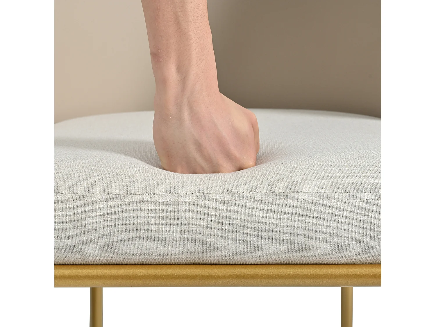 Ensemble de 2 chaises de salle à manger modernes avec revêtement en tissu et simili cuir, cadre en métal doré