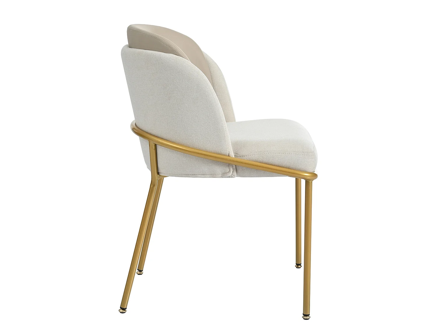 Ensemble de 2 chaises de salle à manger modernes avec revêtement en tissu et simili cuir, cadre en métal doré
