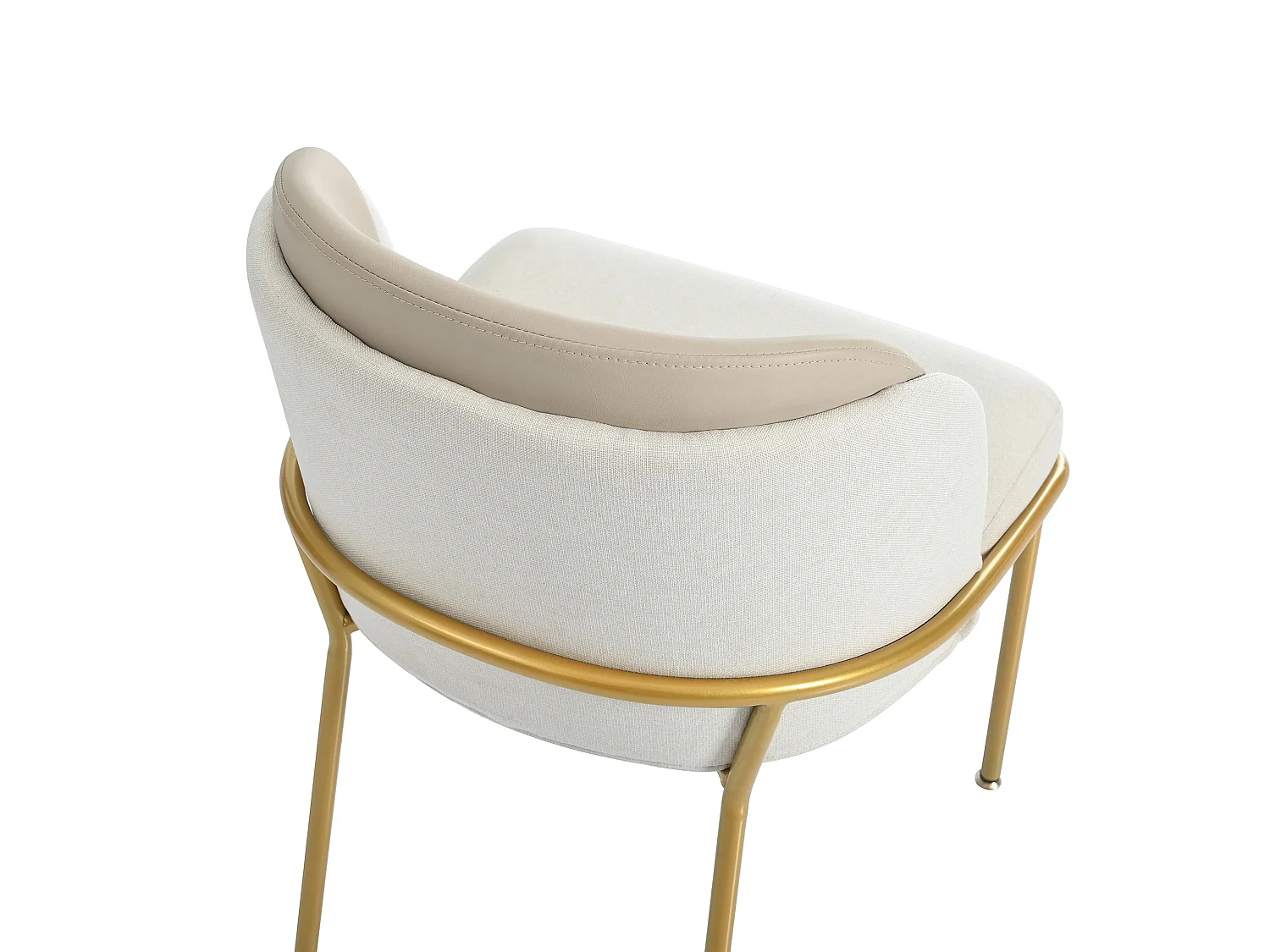 Ensemble de 2 chaises de salle à manger modernes avec revêtement en tissu et simili cuir, cadre en métal doré