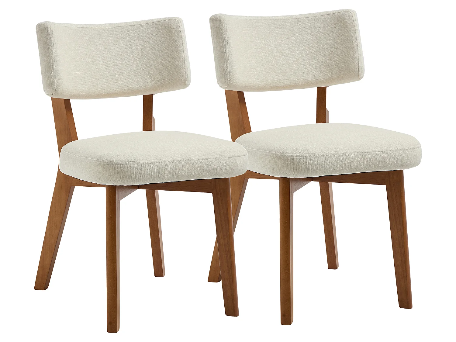 Ensemble de 2 chaises de salle à manger avec revêtement en tissu et structure en bois de hêtre - Style Mid Century