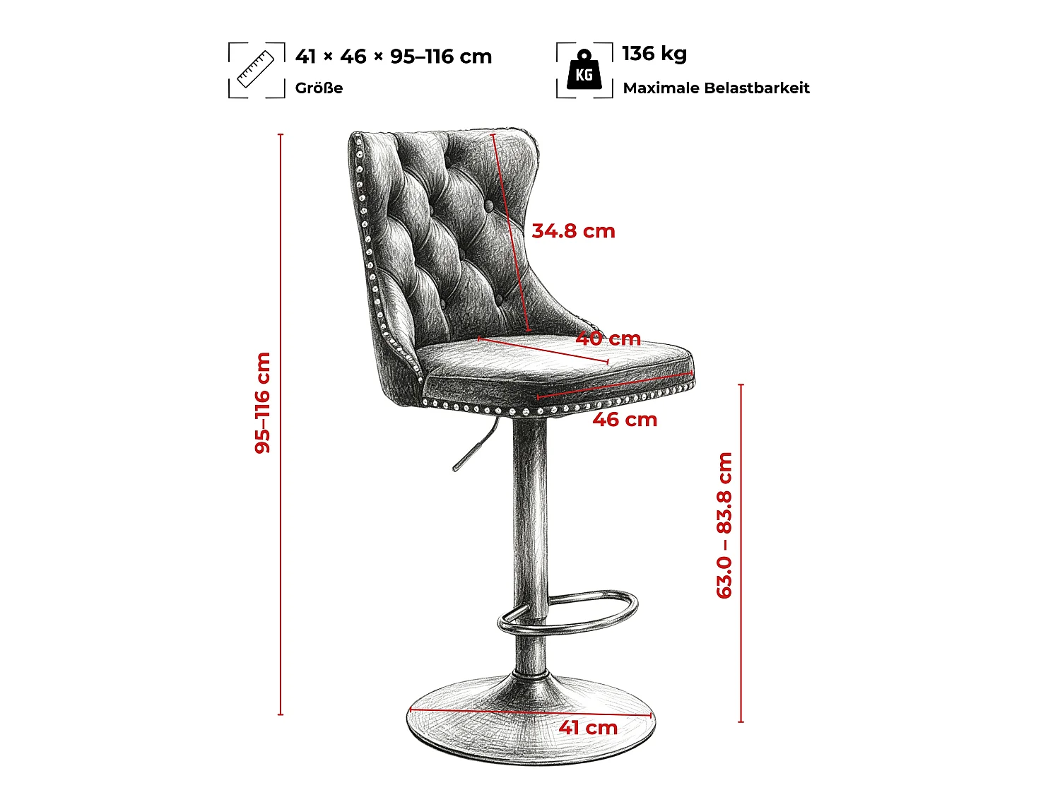 Tabourets de Bar en Velours Ensemble de 2, Hauteur Réglable, Pivotants, avec Dossier et Détails Élégants