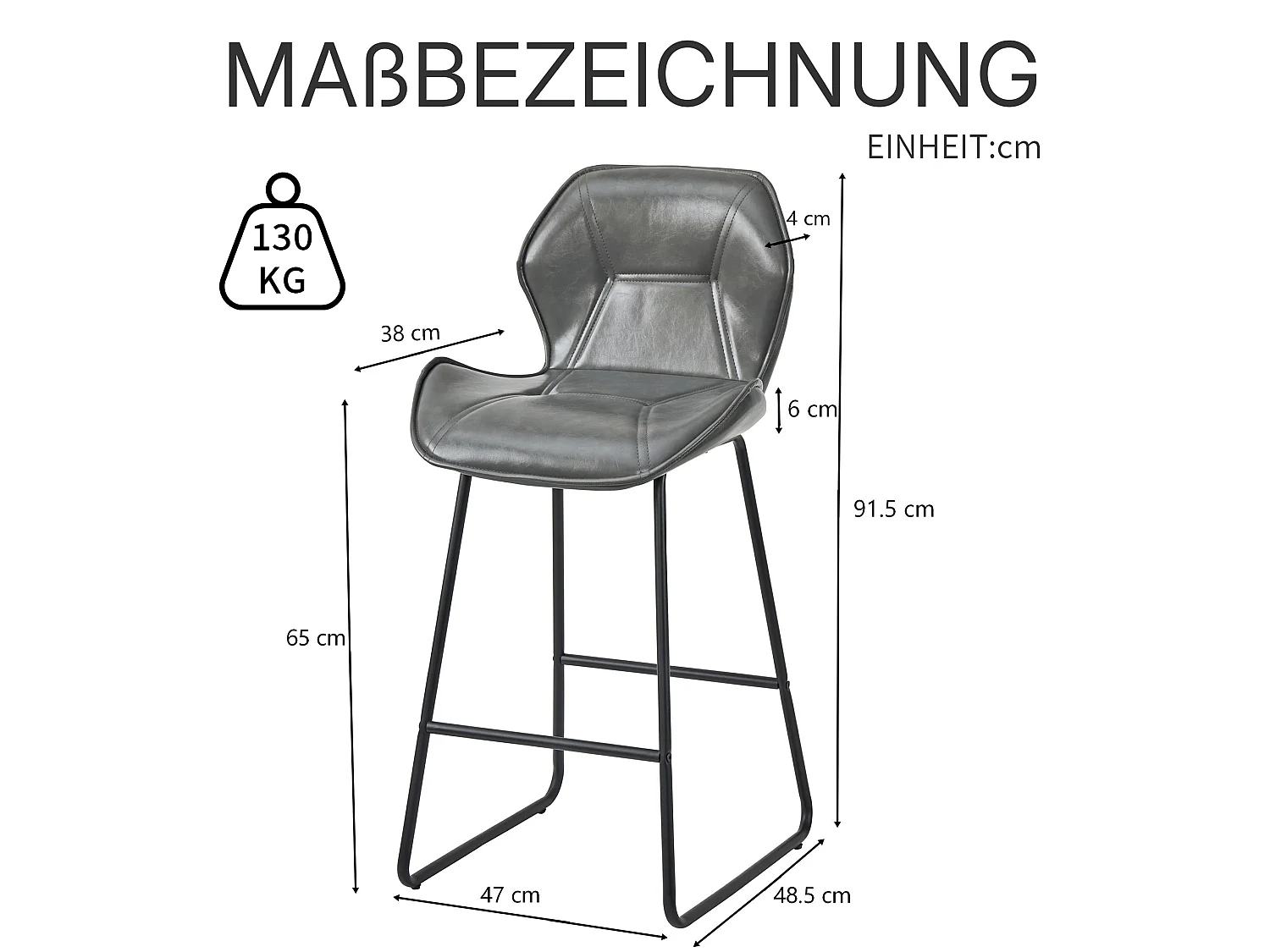 Ensemble de 2 tabourets de bar minimalistes italiens avec siège rembourré en simili cuir et structure en métal