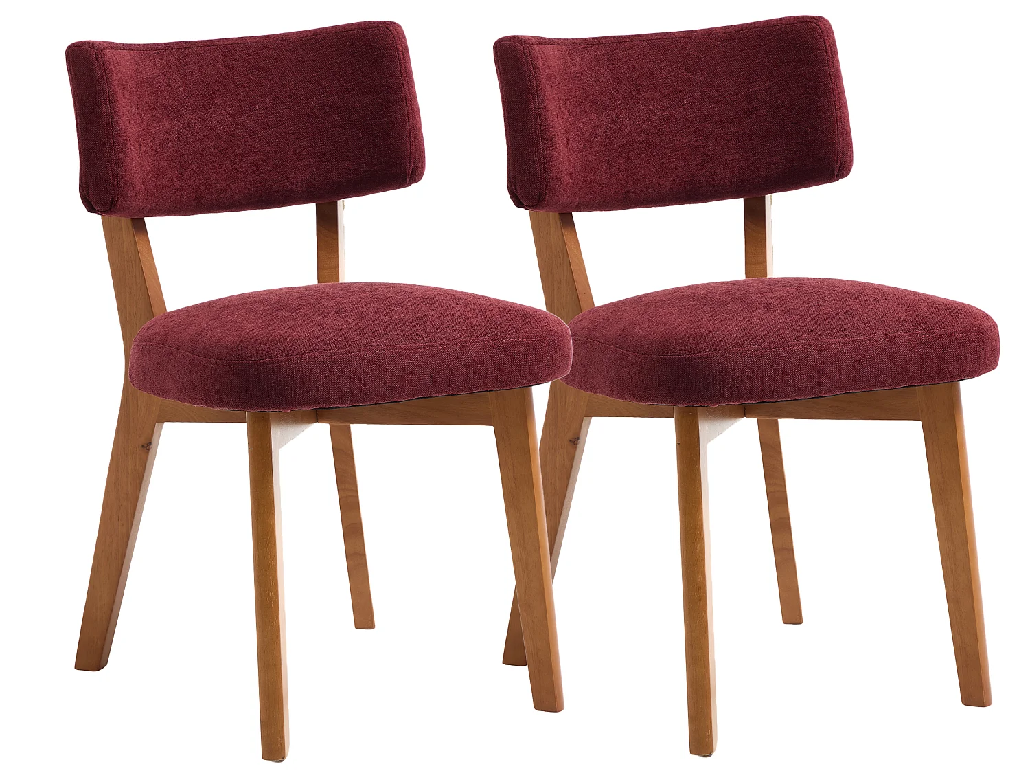 Chaises de Salle à Manger Mid Century Ensemble de 2 avec Revêtement en Tissu et Structure en Bois de Hêtre