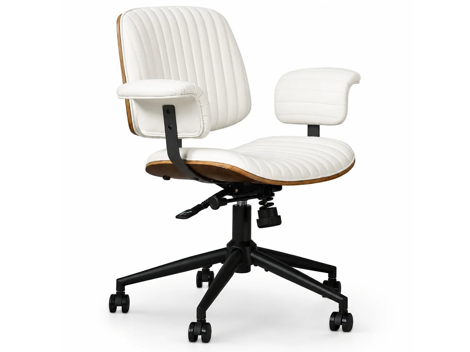 Silla de Oficina Vintage Industrial Mid Century con Cuero PU y Reposabrazos Acolchados