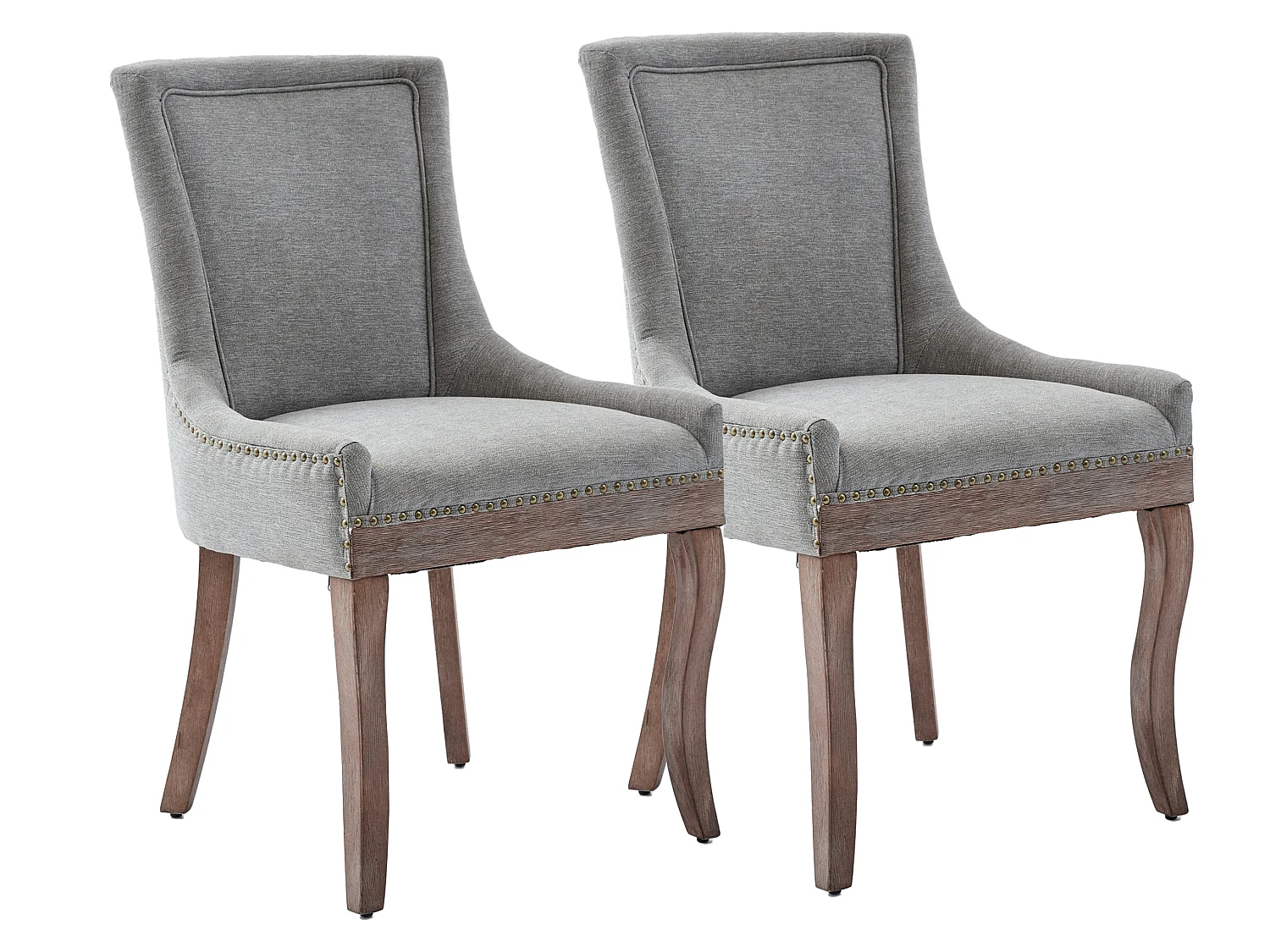 Vintage hoge eetkamerstoelen 2-delige set met Chenille bekleding en vleugelrugleuning