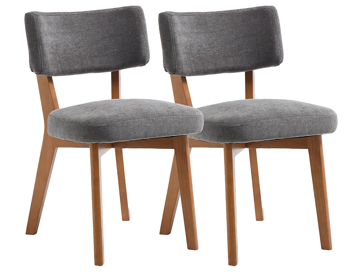 Set van 2 eetkamerstoelen met stoffen bekleding en beukenhouten frame - Mid Century-stijl