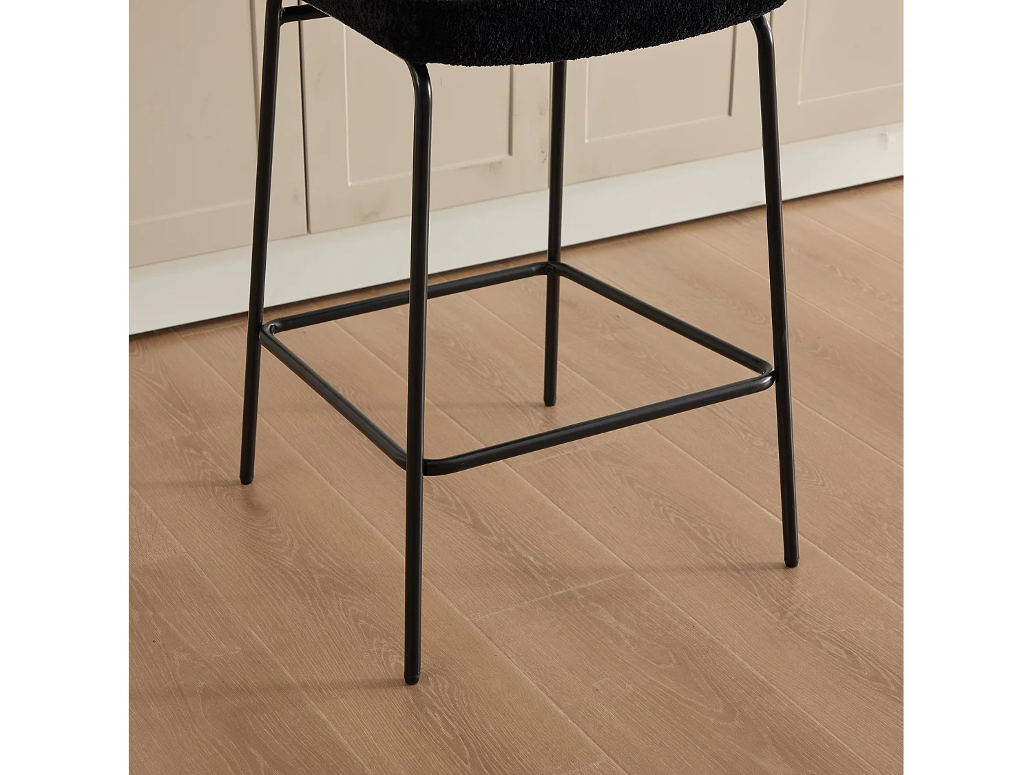 Ensemble de 2 tabourets de bar modernes vintage avec dossier en rotin et pieds en métal
