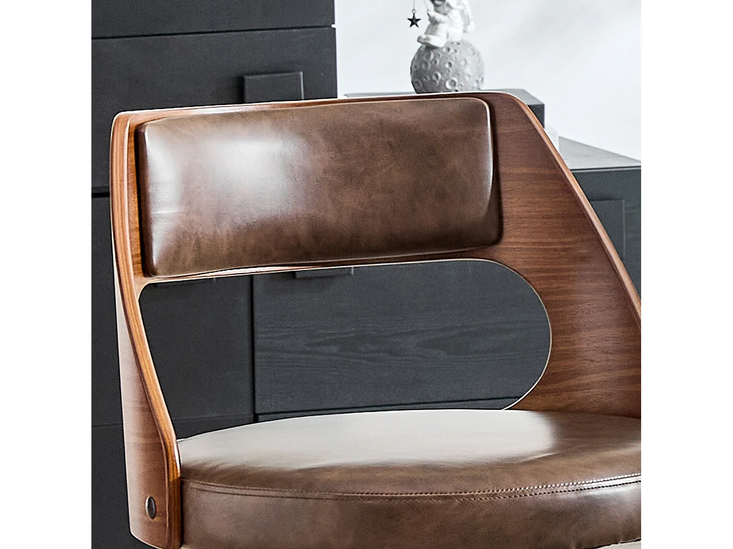 Ensemble de 2 Tabourets de Bar Mid Century avec Fonction Pivotante et Dossier Rembourré, Hauteur d'Assise de 66,5 cm