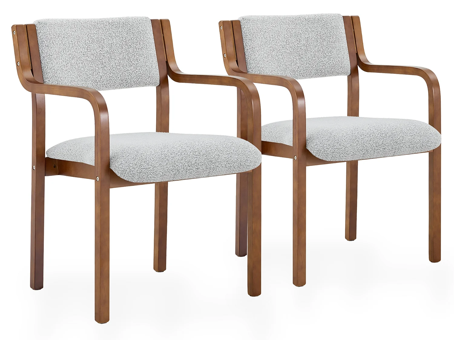 Scandinavische Fauteuils 2-delige Set met Teddy Stof Zittingen - Gewatteerde Armleuningen, Bruine Poten