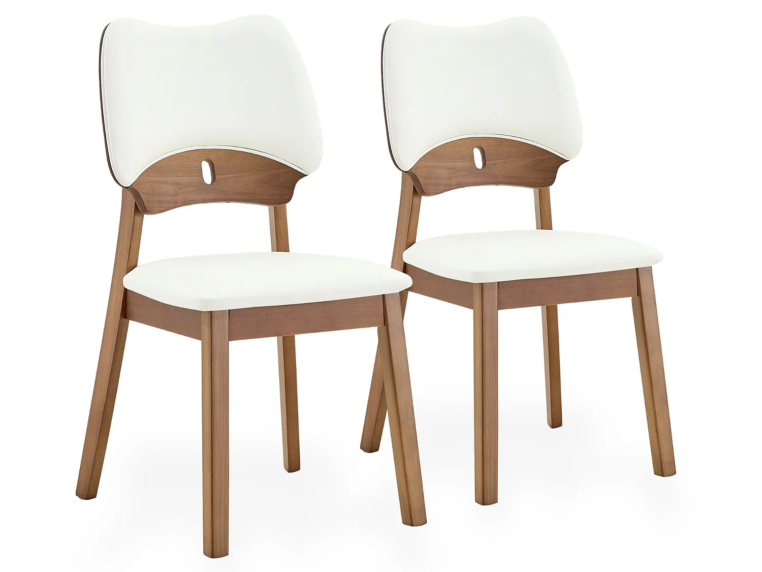 Scandinavische Eetkamerstoelen 2-Delig Set met Vlindervormige Rugleuning en Rubberhouten Frame