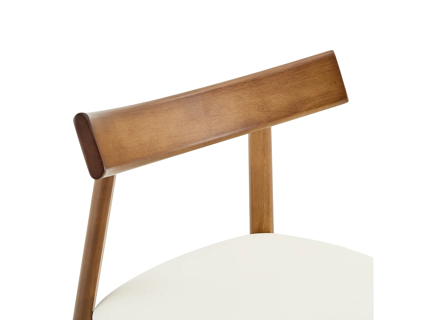 Set van 2 Scandinavische eetkamerstoelen met gebogen houten rugleuning en PU-zittingen