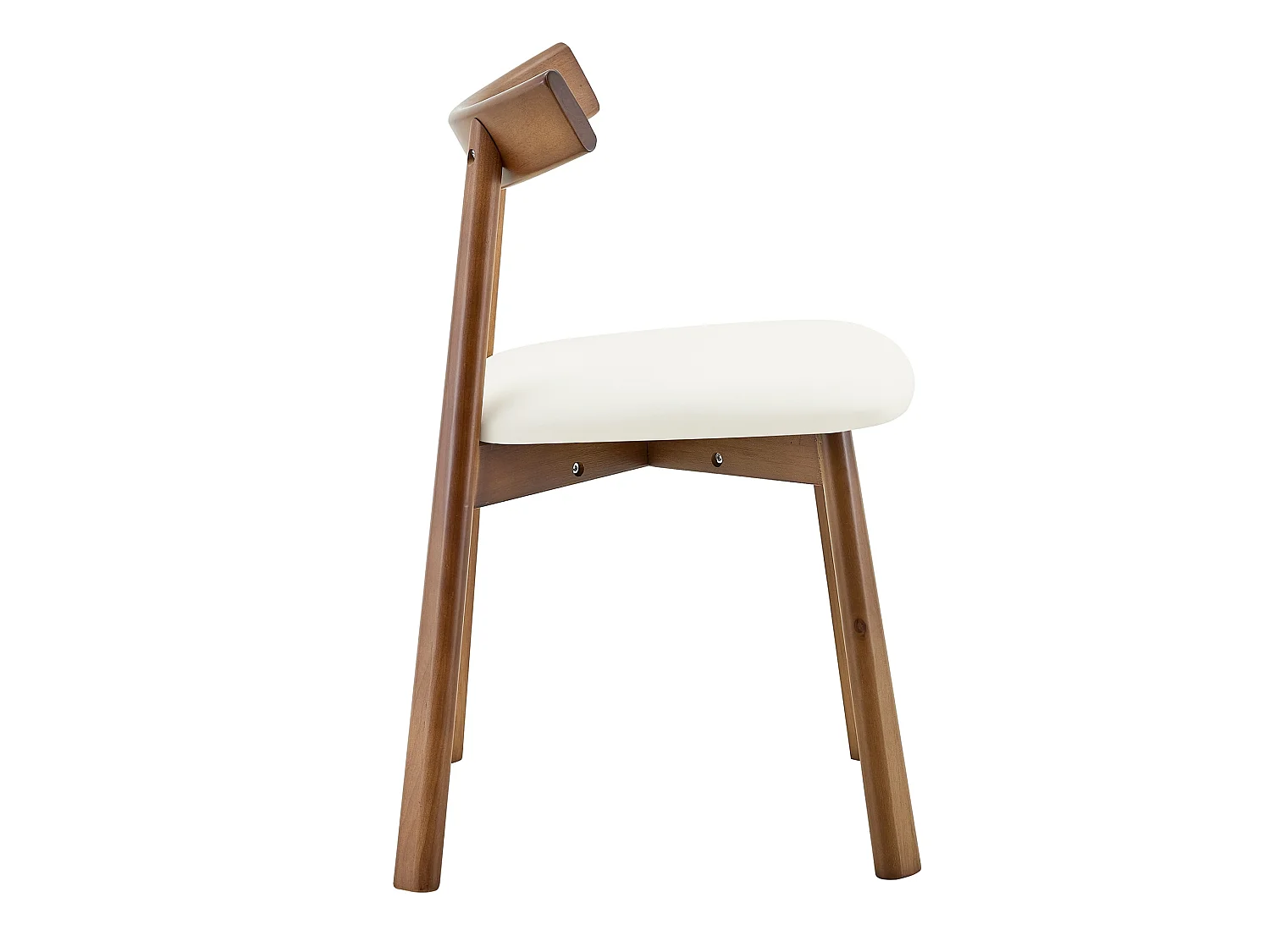 Set van 2 Scandinavische eetkamerstoelen met gebogen houten rugleuning en PU-zittingen