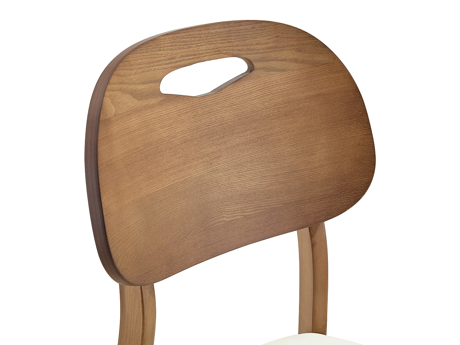Scandinavische Eetkamerstoelen van Massief Hout 2-Delige Set met Armleuningen en Zitting van PU Leer