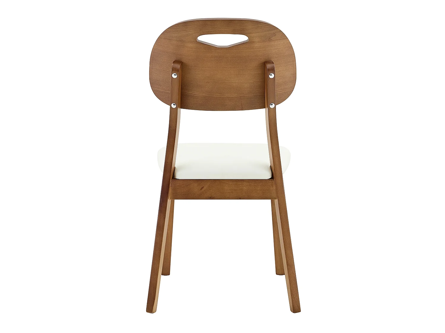 Scandinavische Eetkamerstoelen van Massief Hout 2-Delige Set met Armleuningen en Zitting van PU Leer