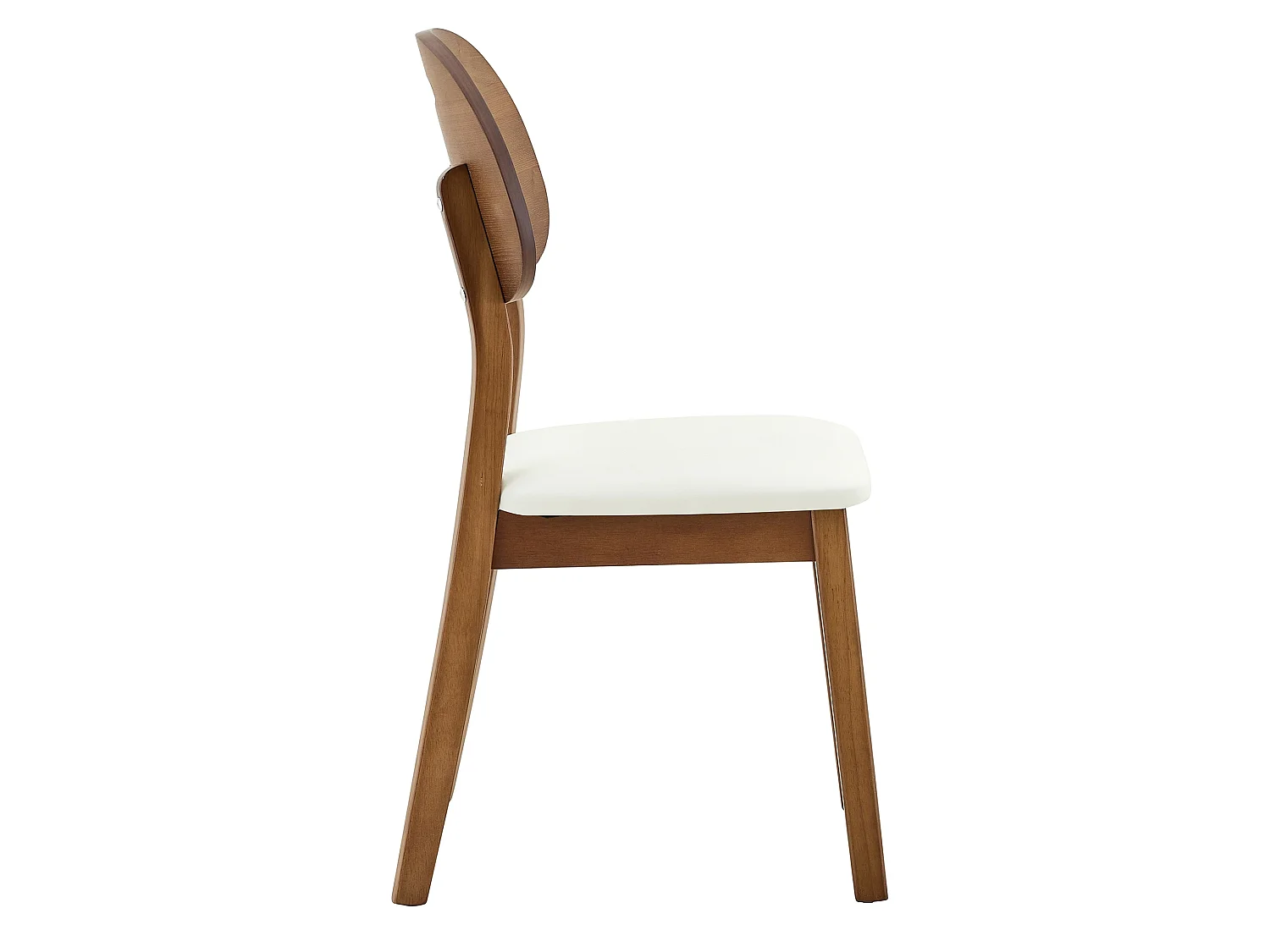Scandinavische Eetkamerstoelen van Massief Hout 2-Delige Set met Armleuningen en Zitting van PU Leer