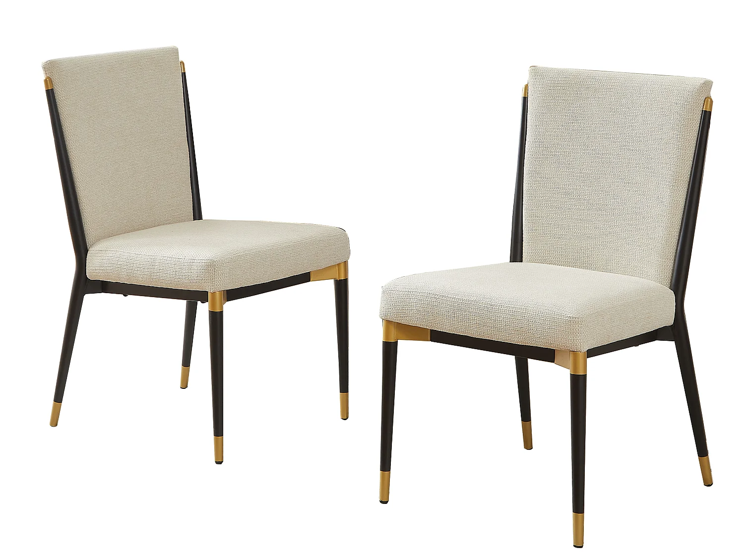 Set van 2 Eetkamerstoelen met Hoge Rugleuning en Metalen Frame - Moderne Scandinavische Stijl