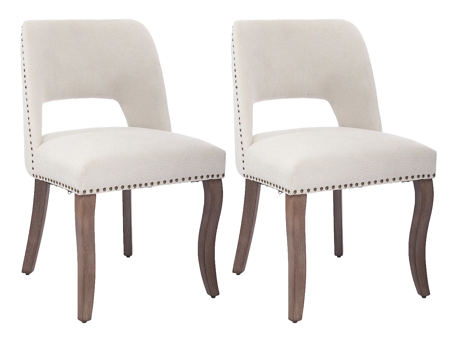 Set de 2 sillas de comedor con tapizado de chenilla y respaldo curvado - Diseño clásico con acolchado cómodo