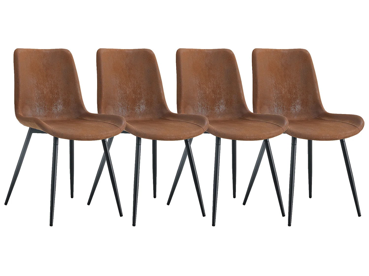 Set van 4 armloze eetkamerstoelen met breed gevoerd zitvlak en metalen poten