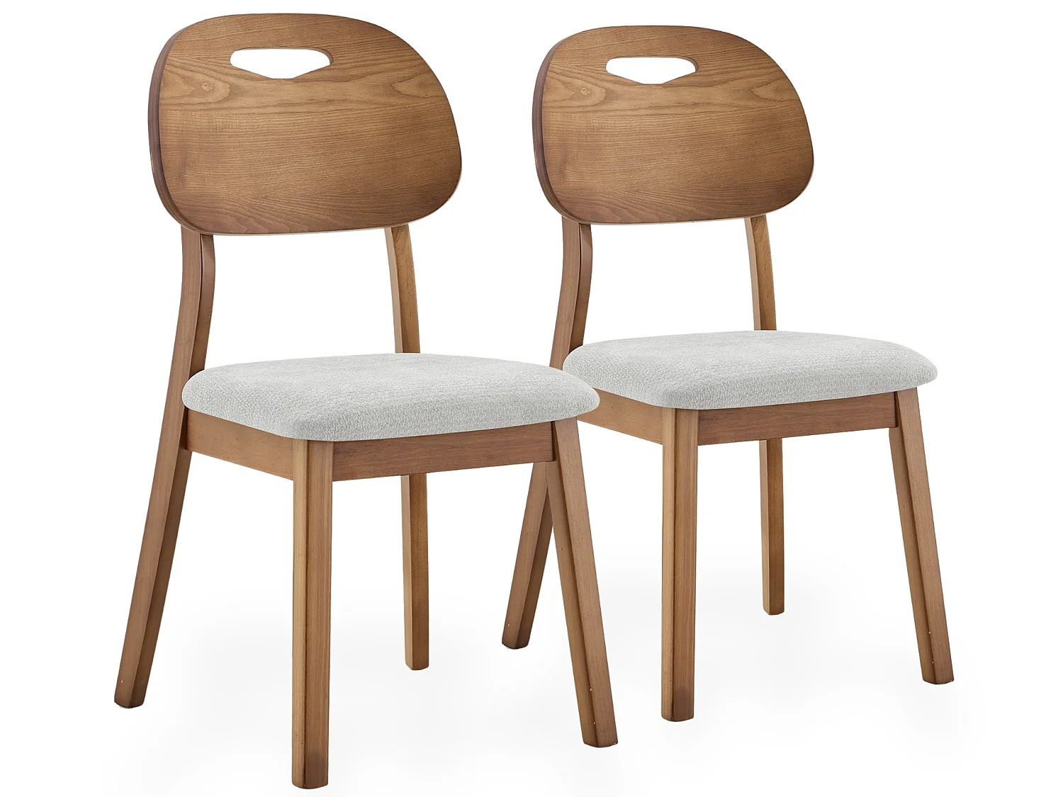 Scandinavische Eetkamerstoelen van Massief Hout 2-Delig Set met Handgreep Rugleuning