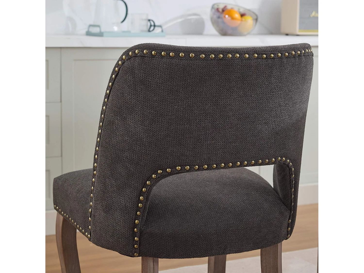 Ensemble de 2 Chaises de Salle à Manger avec Revêtement en Chenille et Dossier Courbé - Design Classique, Rembourrage Confortable