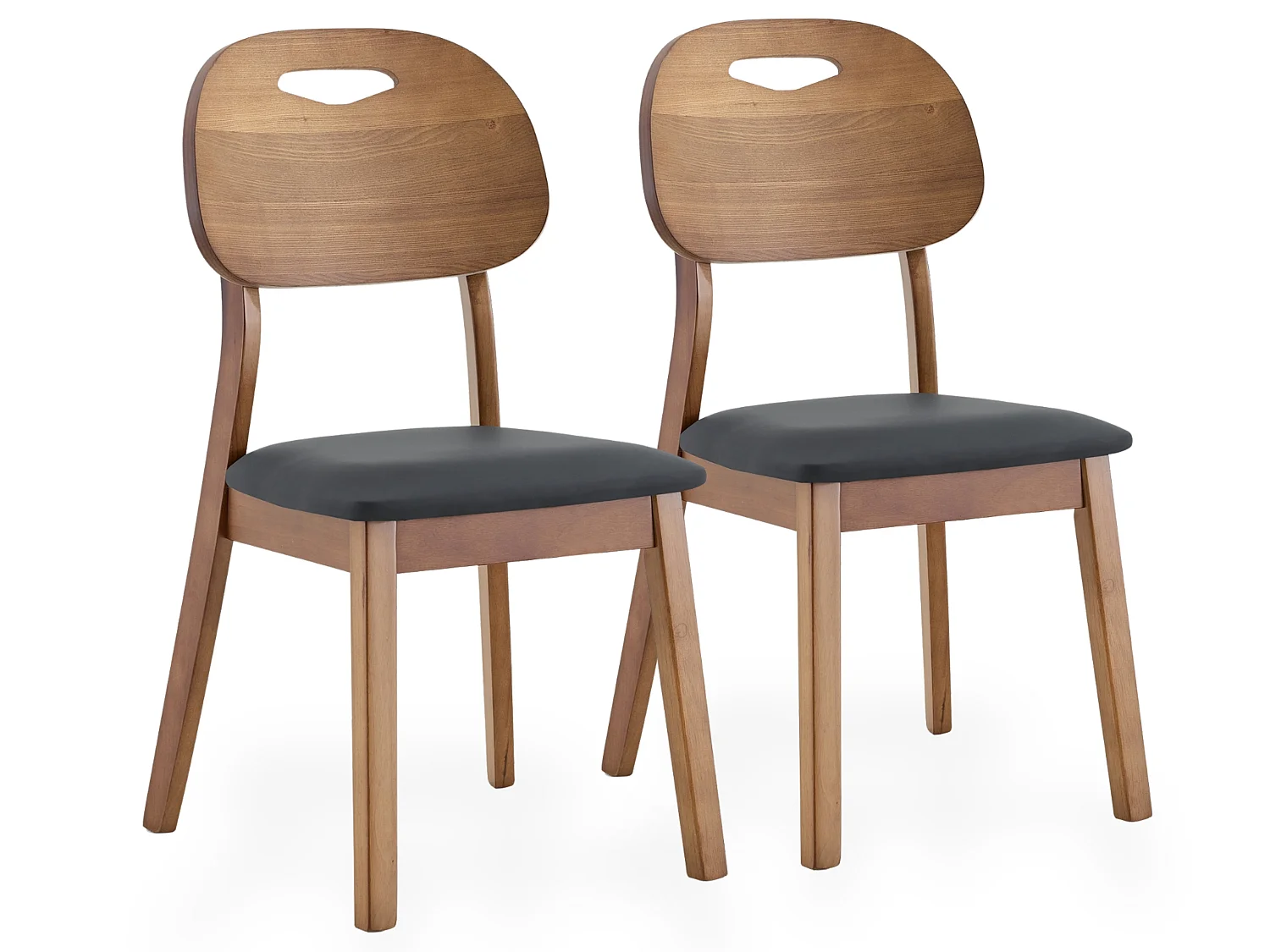 Scandinavische massief houten eetkamerstoelen 2-delige set met armleuningen