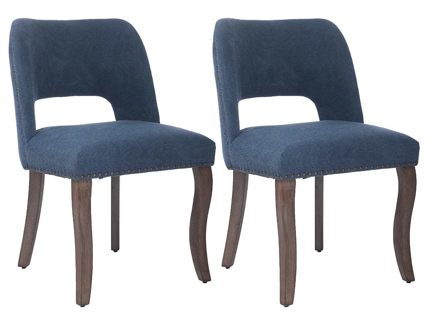 Ensemble de 2 chaises de salle à manger avec revêtement en chenille et dossier courbé