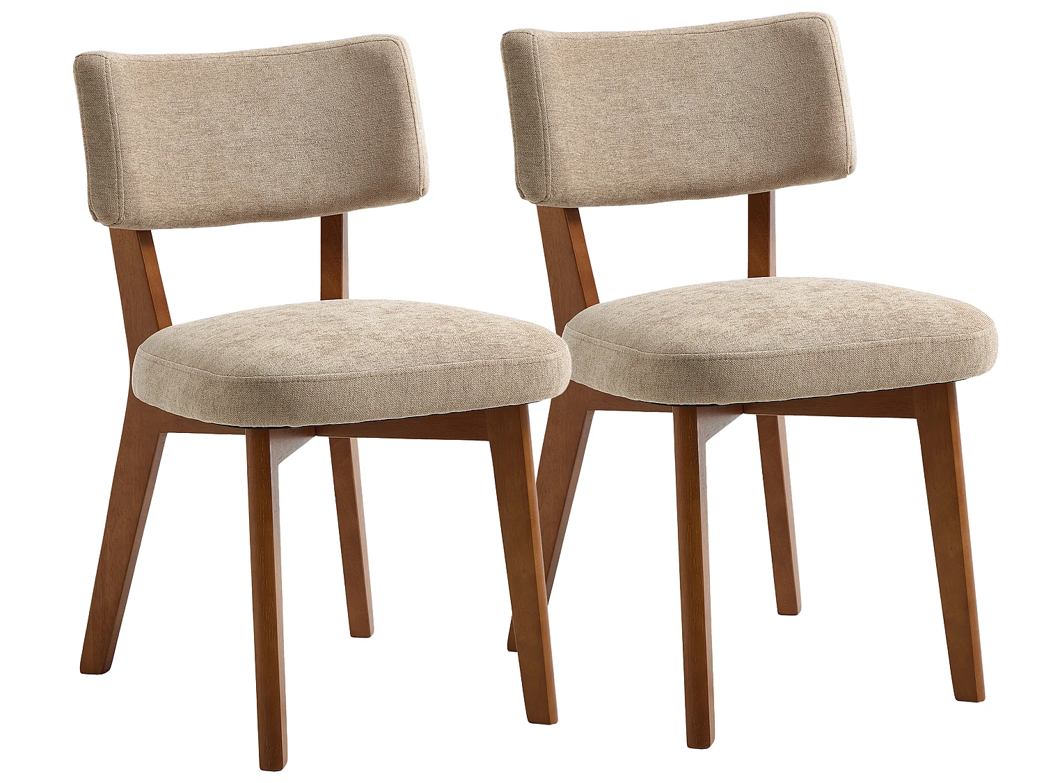 Lot de 2 chaises de salle à manger avec dossier courbé sans accoudoirs