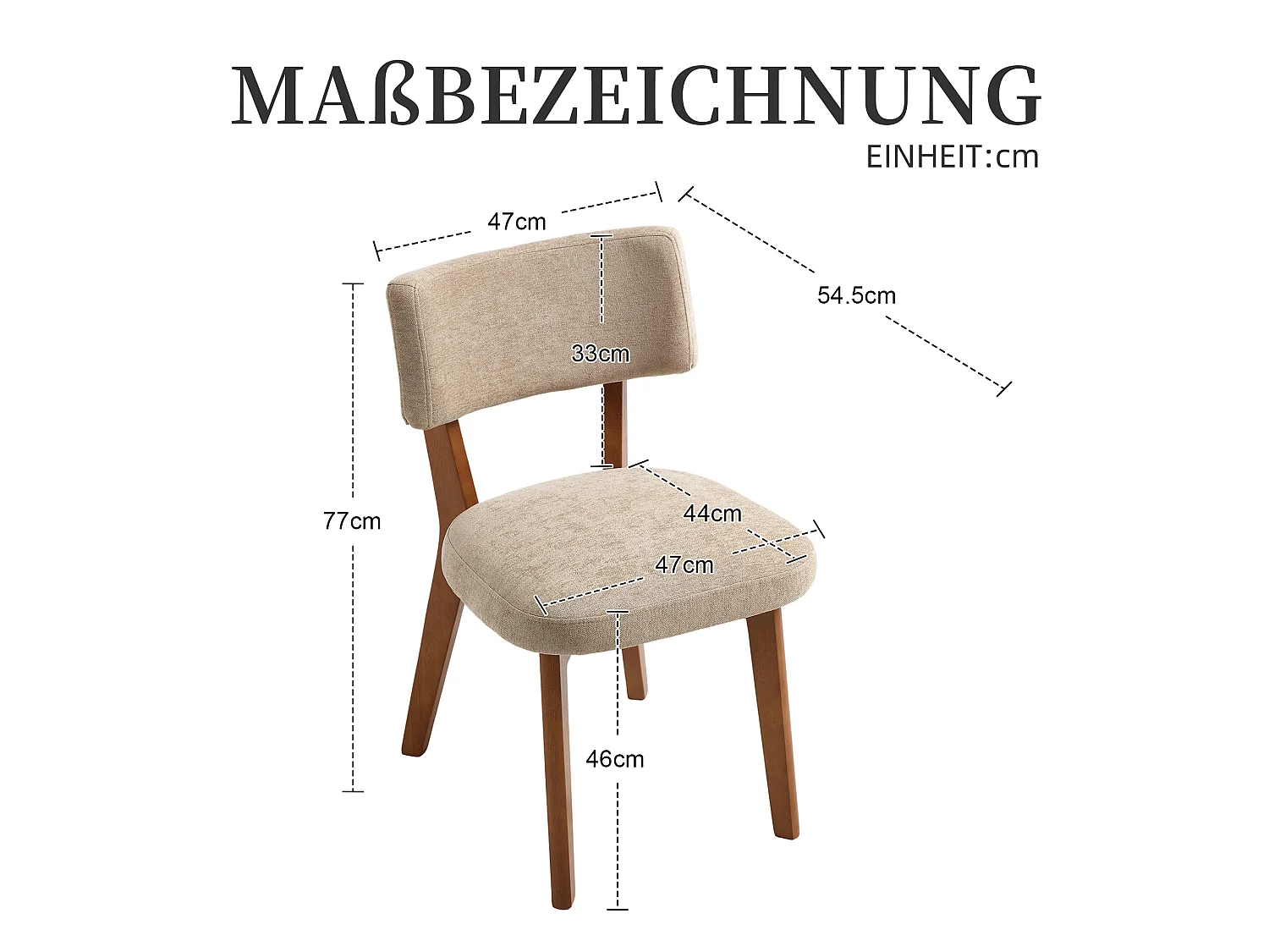 Lot de 2 chaises de salle à manger avec dossier courbé sans accoudoirs