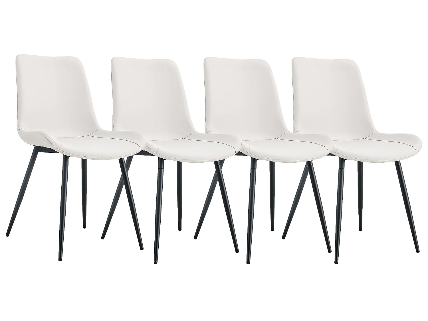Set van 4 armloze eetkamerstoelen met breed zitvlak, metalen poten, gewatteerde rugleuning - Diverse kleuren