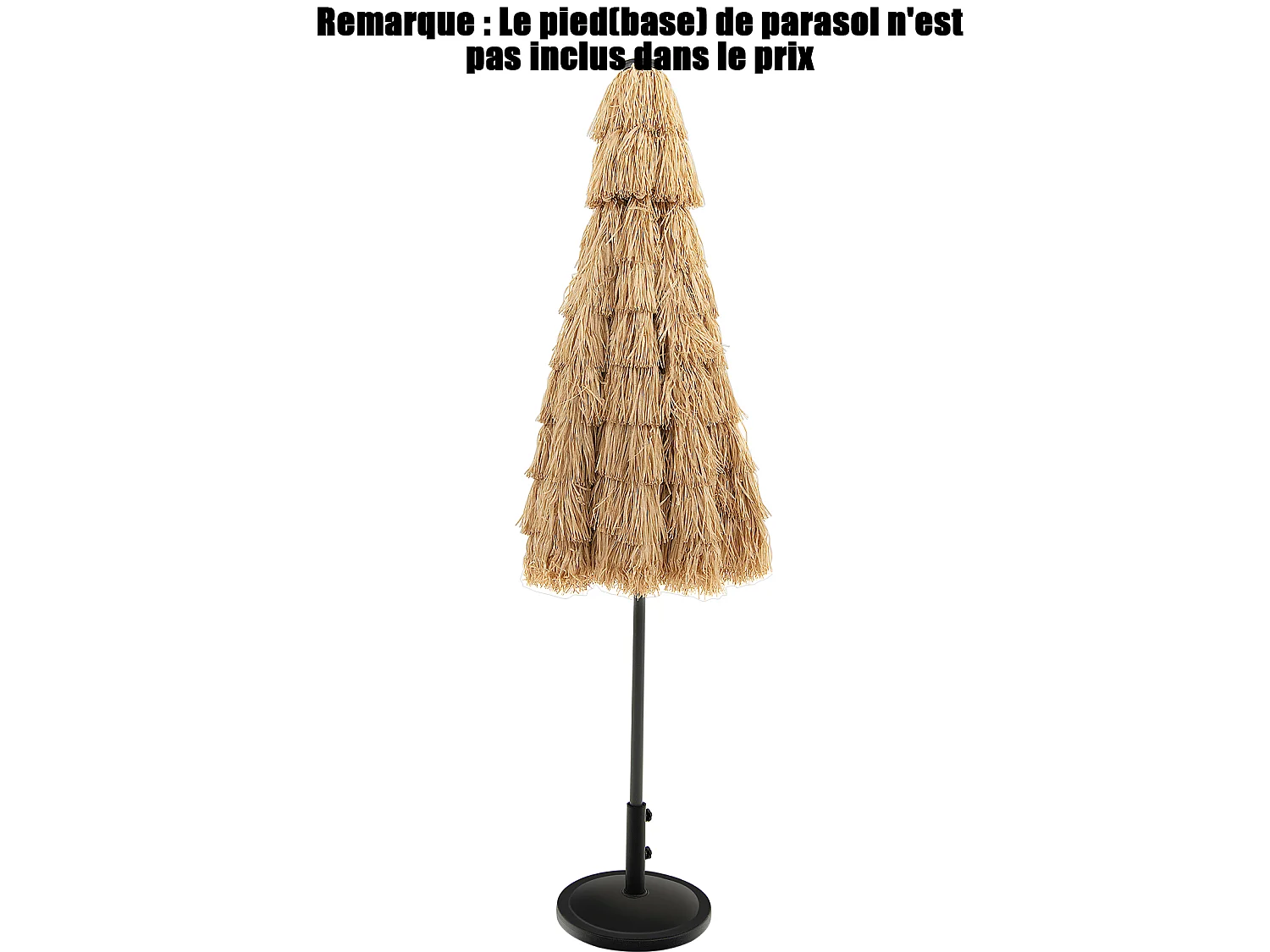Parasol Paille Ø265CM Extérieur, 9 Couches PE, LED Solaire, Inclinable, Naturel
