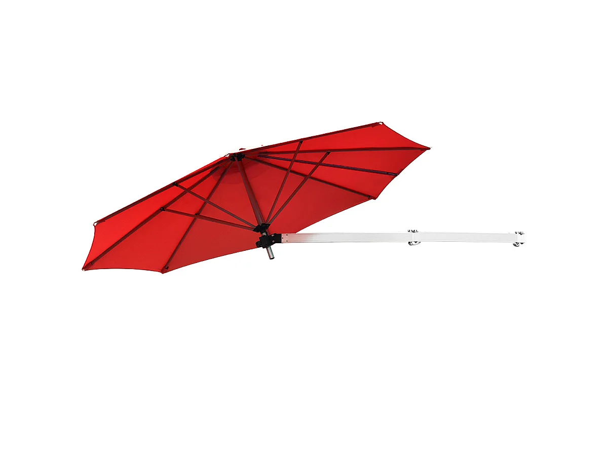 Parasol Mural aluminium Ø250cm, parasol balcon, mât réglable, rouge