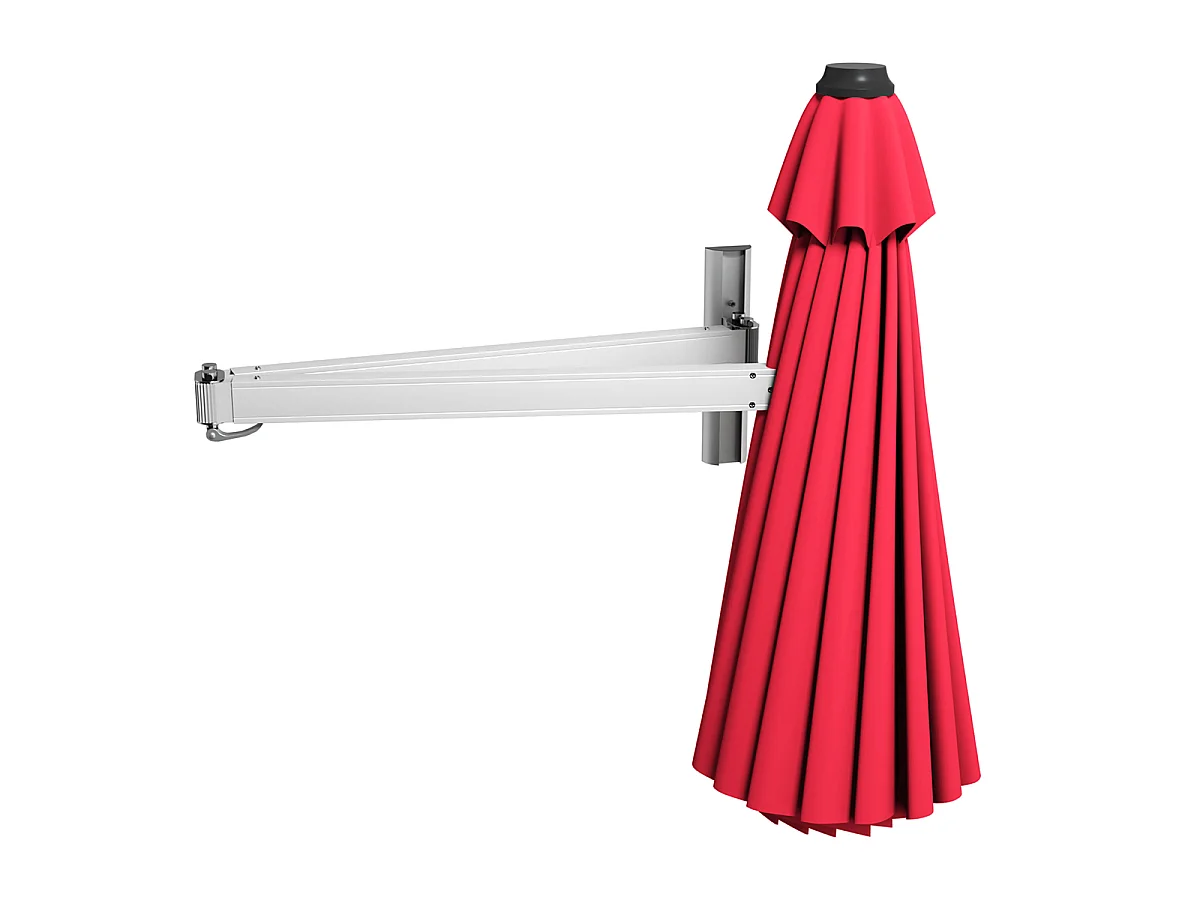 Parasol Mural aluminium Ø250cm, parasol balcon, mât réglable, rouge