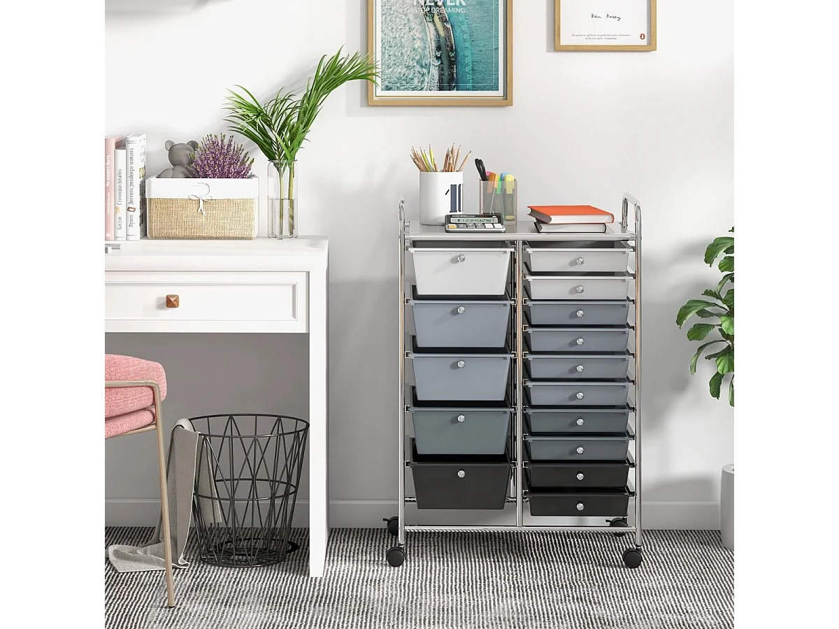 Organizer su rotelle con 15 cassetti