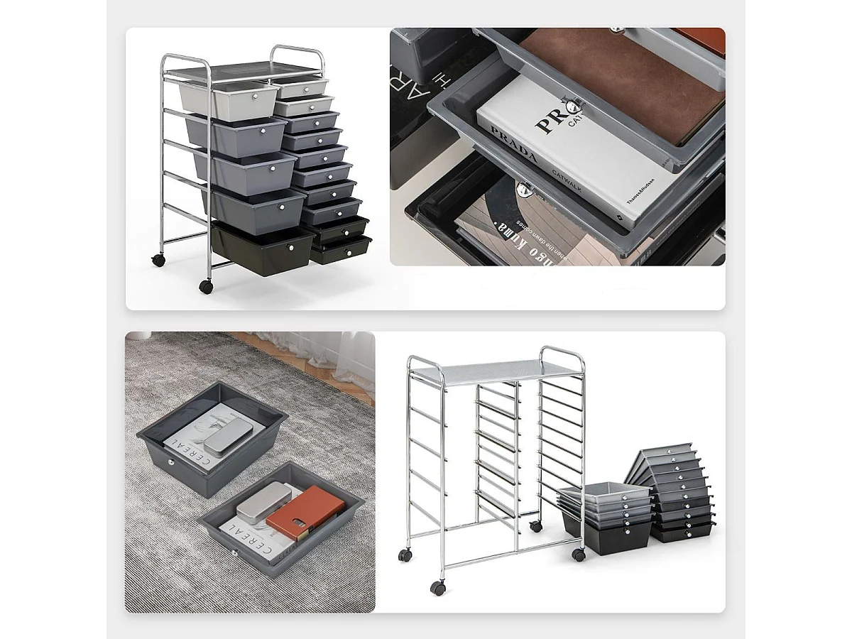 Organizer su rotelle con 15 cassetti
