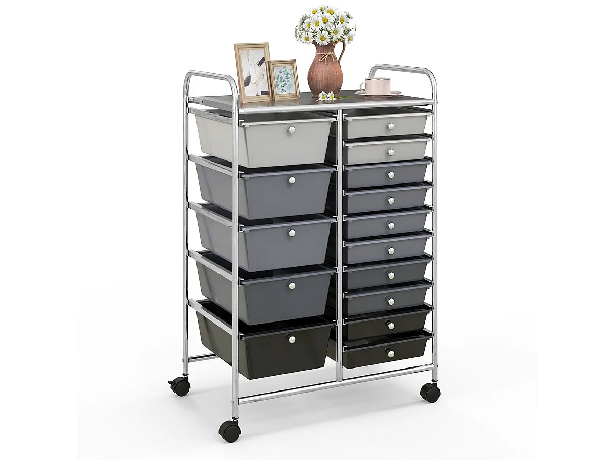 Organizer su rotelle con 15 cassetti