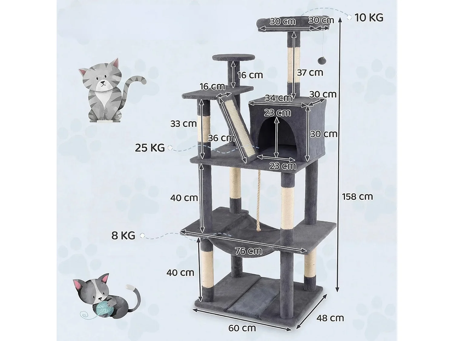 Torre per gatti con tana e amaca