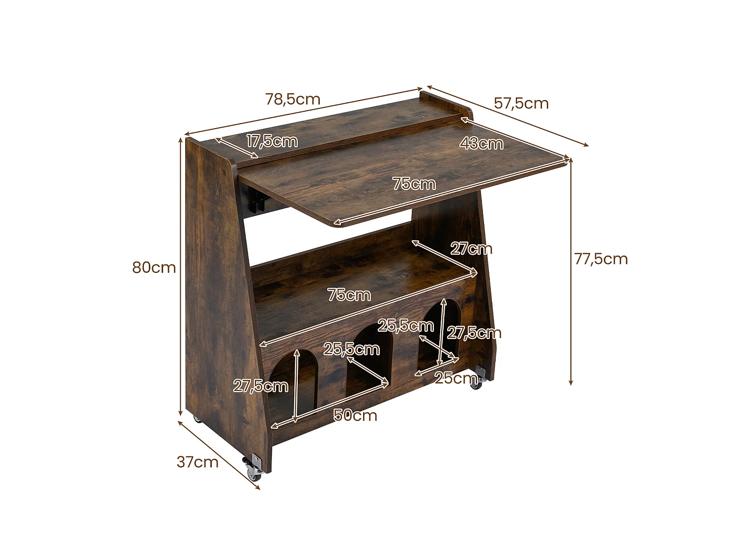 Bureau pliant mobile pour ordinateur