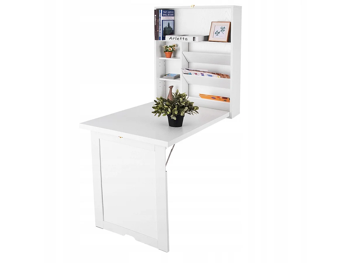 BUREAU MURAL SUSPENDU PLIABLE TABLE ARMOIRE ÉTAGÈRES