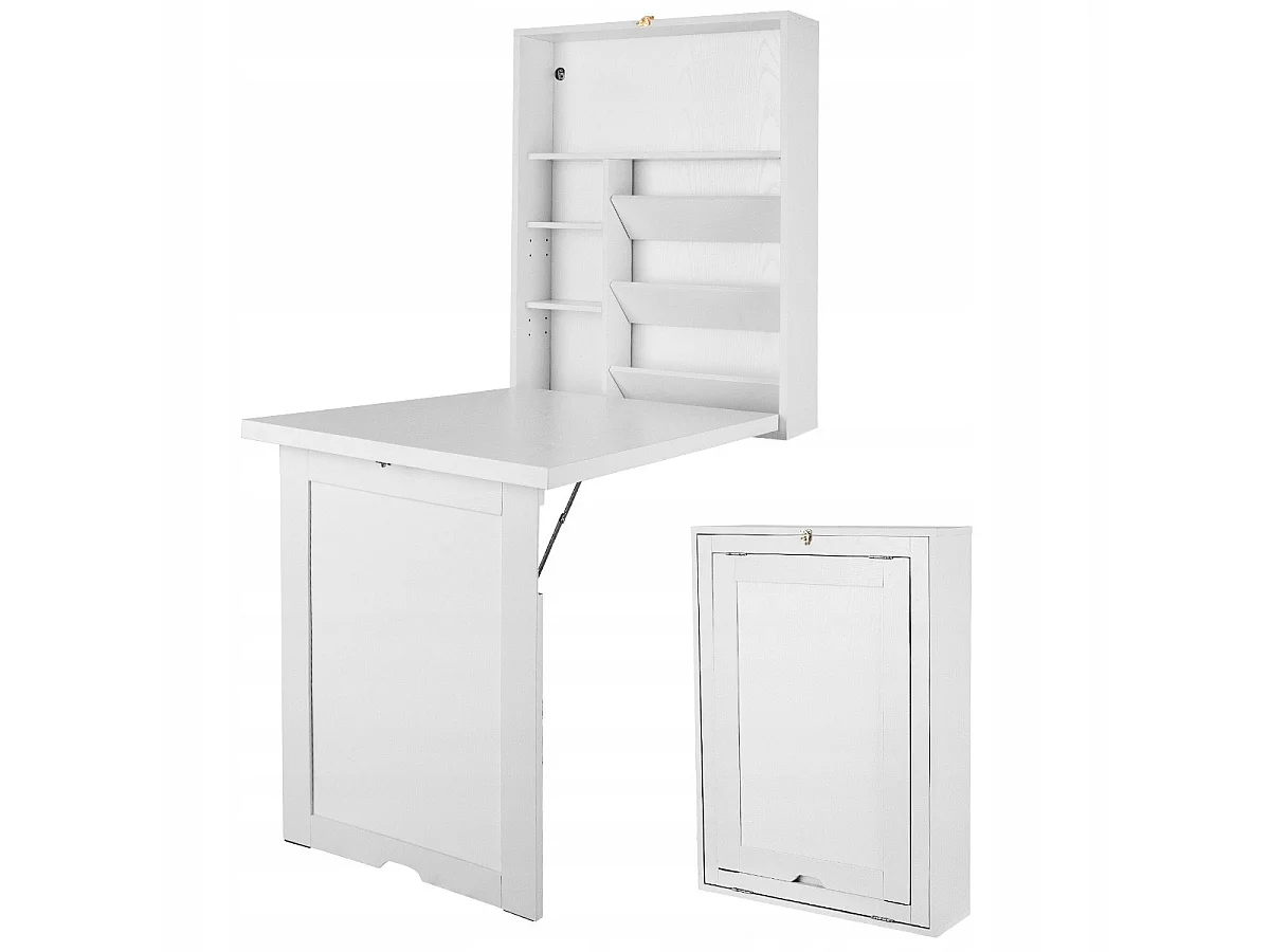 BUREAU MURAL SUSPENDU PLIABLE TABLE ARMOIRE ÉTAGÈRES