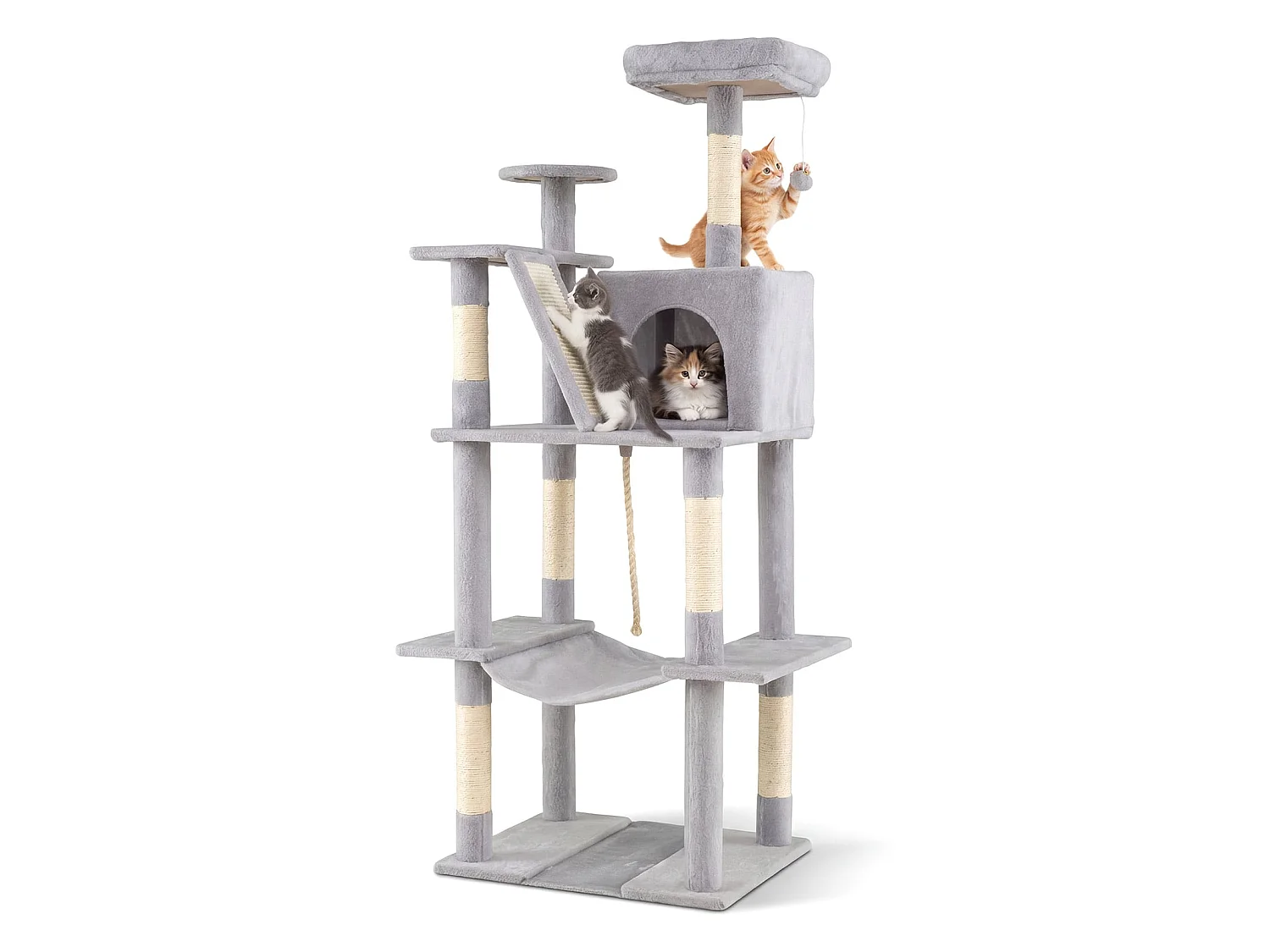 Torre per gatti a più piani con tana