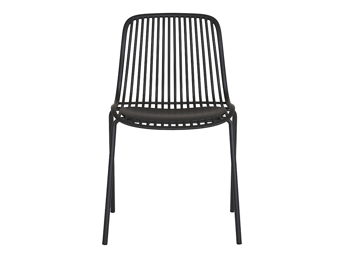 Lot de 4 chaises de salle à manger empilables Branson en polypropylène noir avec pieds en acier