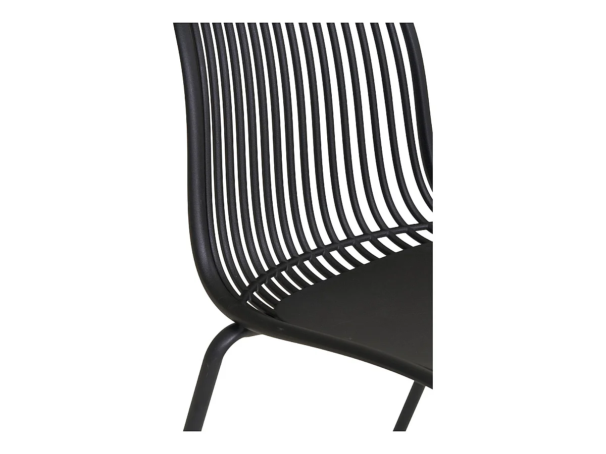 Lot de 4 chaises de salle à manger empilables Branson en polypropylène noir avec pieds en acier
