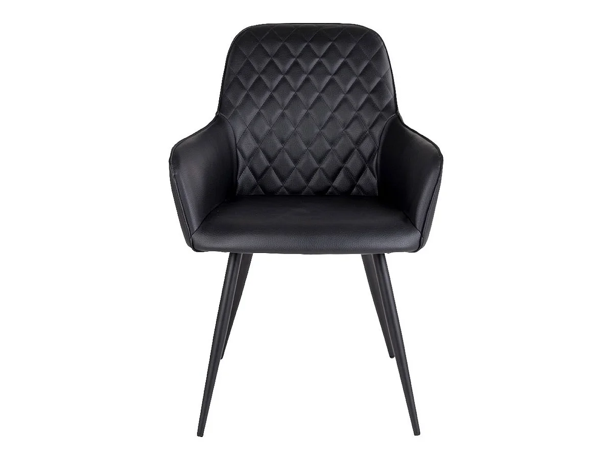 Set 2 sedie da pranzo Harbo con braccioli in ecopelle nera e gambe in metallo nero