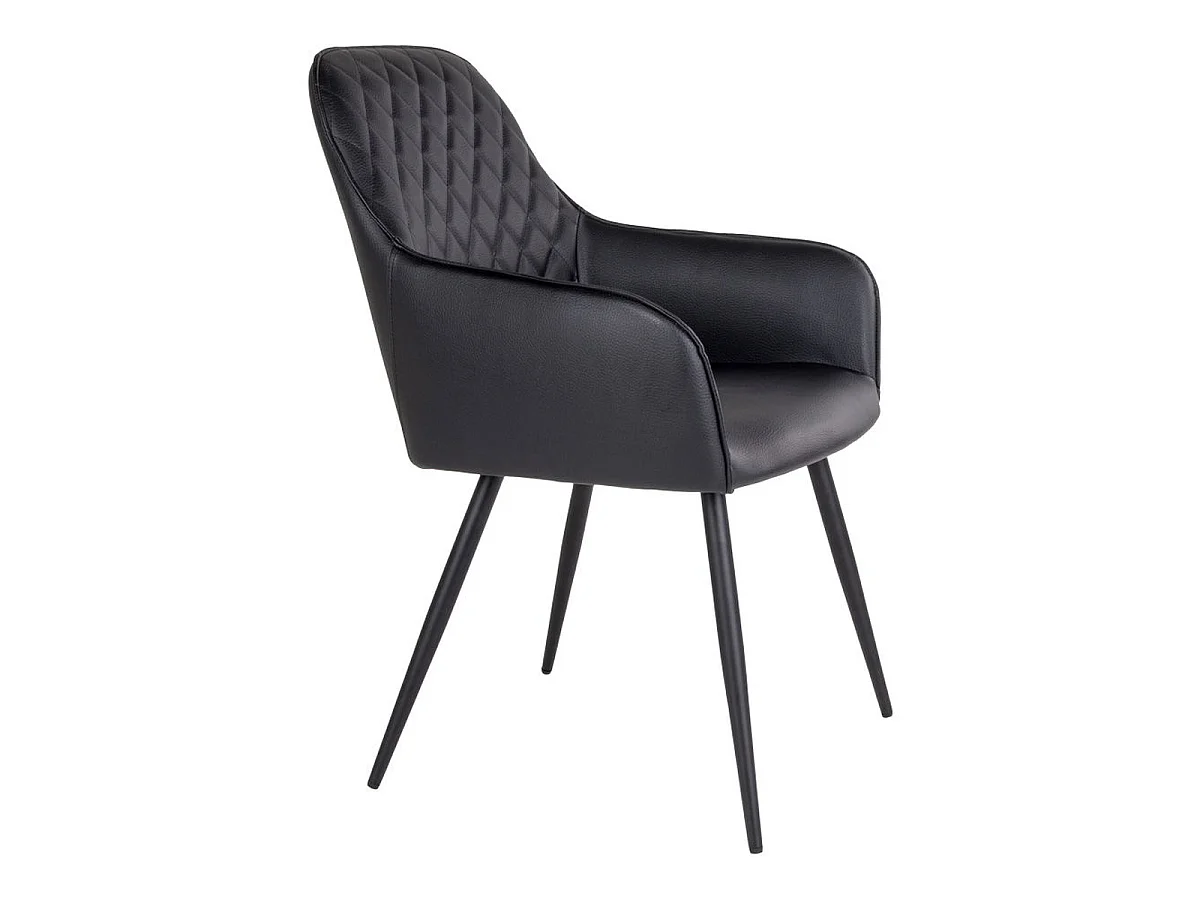 Set 2 sedie da pranzo Harbo con braccioli in ecopelle nera e gambe in metallo nero