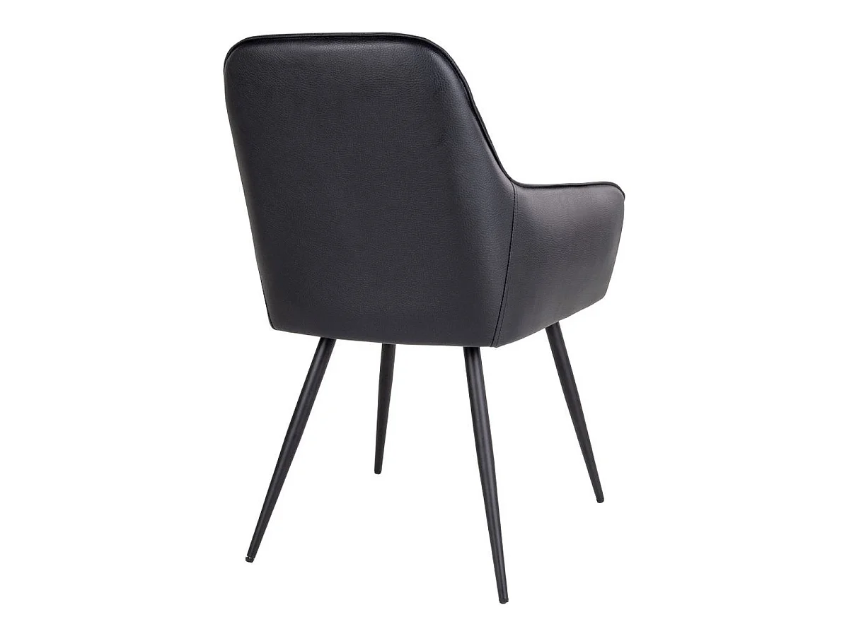 Set 2 sedie da pranzo Harbo con braccioli in ecopelle nera e gambe in metallo nero