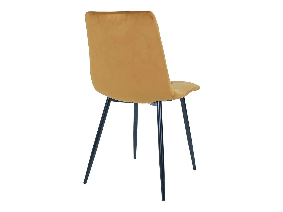 Lot de 2 chaises de salle à manger Middelfart en velours jaune moutarde avec pieds noirs