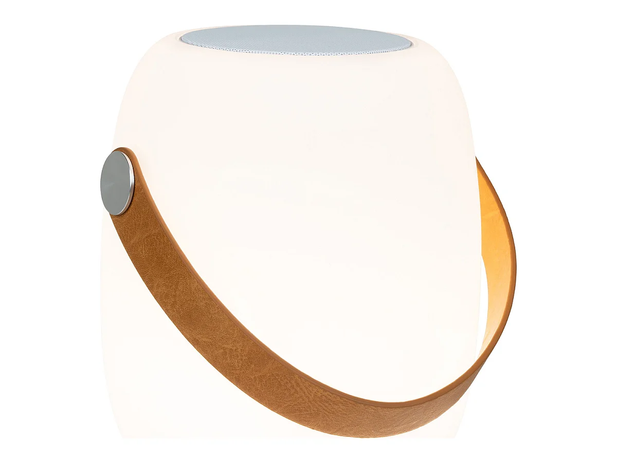 LED-lamp Cardiff met Bluetooth-luidspreker — Wit Oplaadbaar Ø18×21 cm