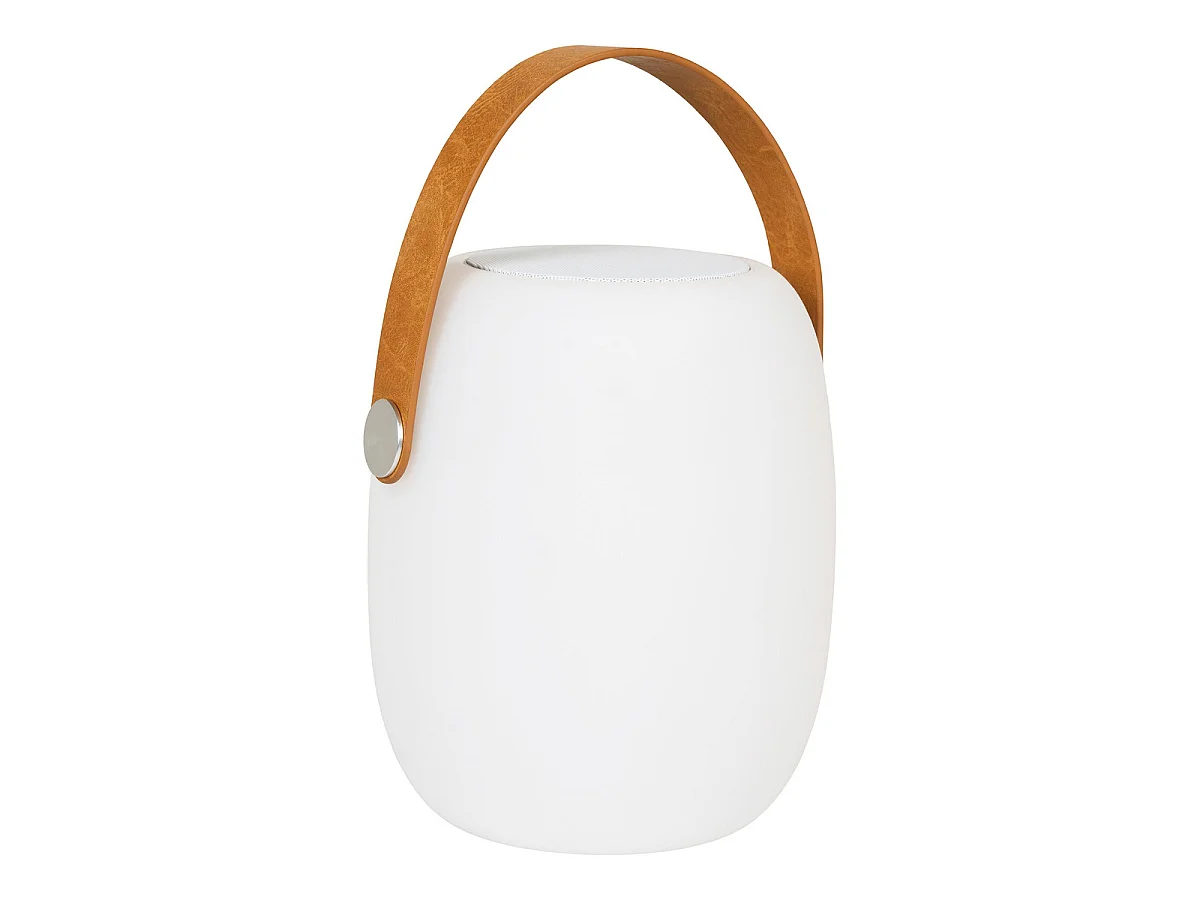 LED-lamp Cardiff met Bluetooth-luidspreker — Wit Oplaadbaar Ø18×21 cm